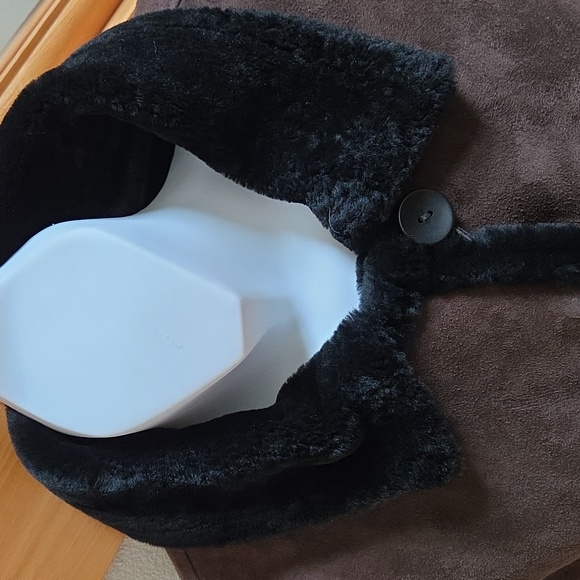 Blue Duck Brown Suede & Black Shearling Coat-M - Picture 2 of 6